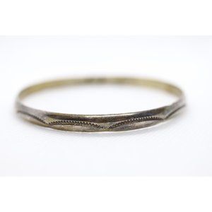 Sterling Silver 925 Bangle Bracelet. Engraved design. 6mm width with 17.2 grams